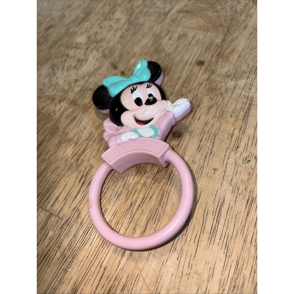 Playskool Disney Babies Minnie Mouse Pink Plastic Rattle Vintage 1990 149-E1